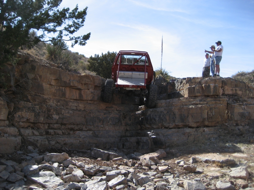 Habanero Falls - NM - George crawling his way up the last obstacle